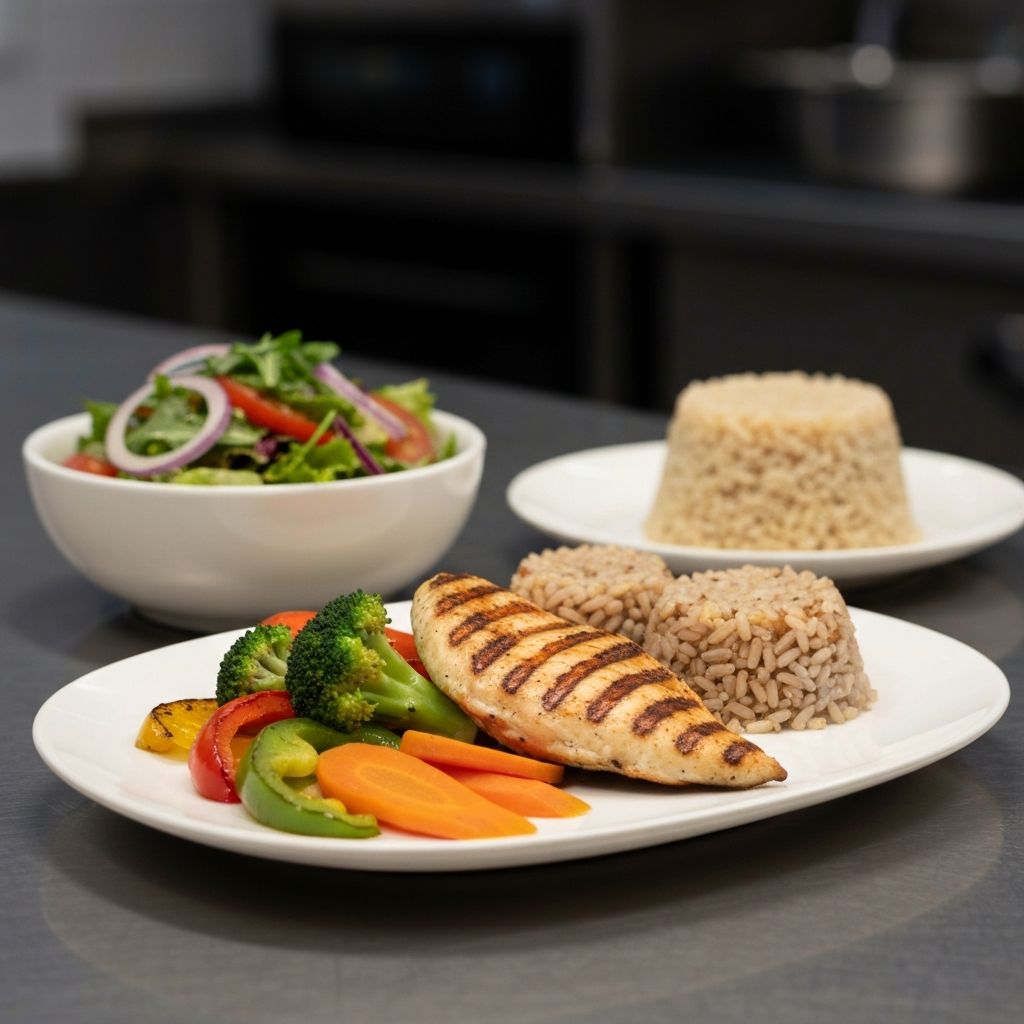 Professionell angerichtete Mahlzeit mit ausgewogenen Nährstoffen